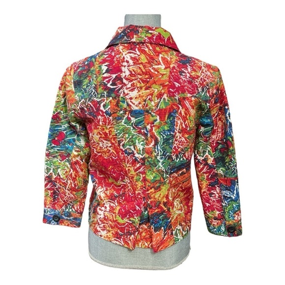 Chico's Beautiful Silk Blend Bright Floral Jacket size 0 - Picture 3 of 9